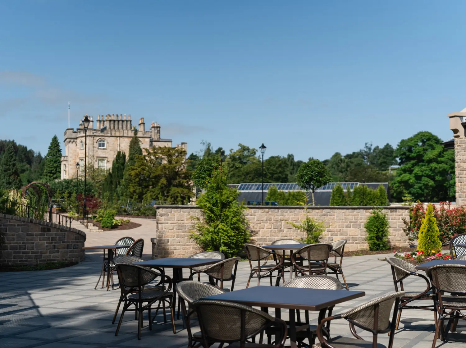 The terrace, looking back at the castle